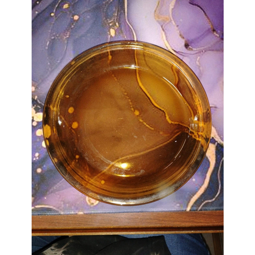 Anchor Hocking Pie Plate Pan Amber # 460 USA Made 9” Glass Dish 0.75 Qt Vtg